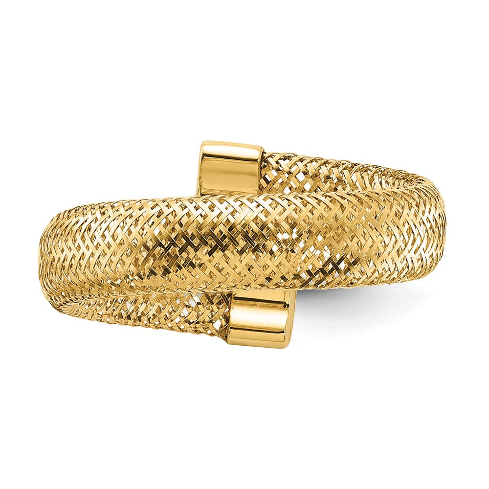14K Yellow Gold Mesh Bypass Stretch Ring