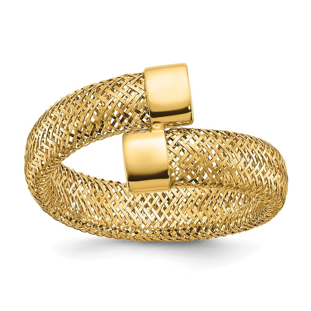 14K Yellow Gold Mesh Bypass Stretch Ring