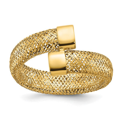 14K Yellow Gold Mesh Bypass Stretch Ring