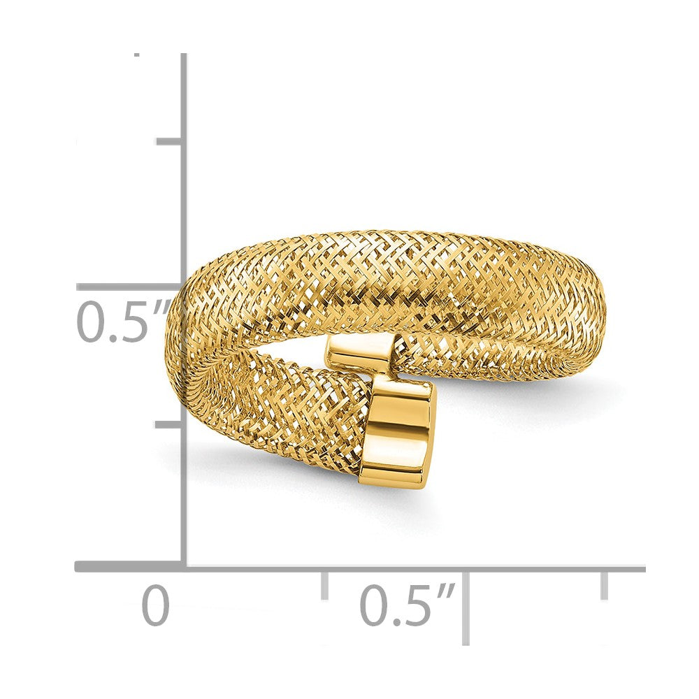 14K Yellow Gold Mesh Bypass Stretch Ring