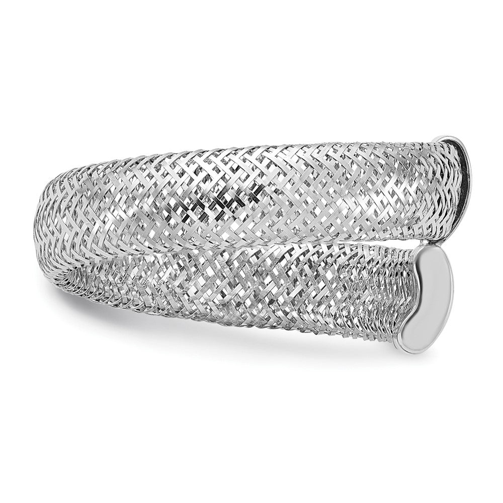 14K Yellow & Rhodium Mesh Bypass Stretch Ring