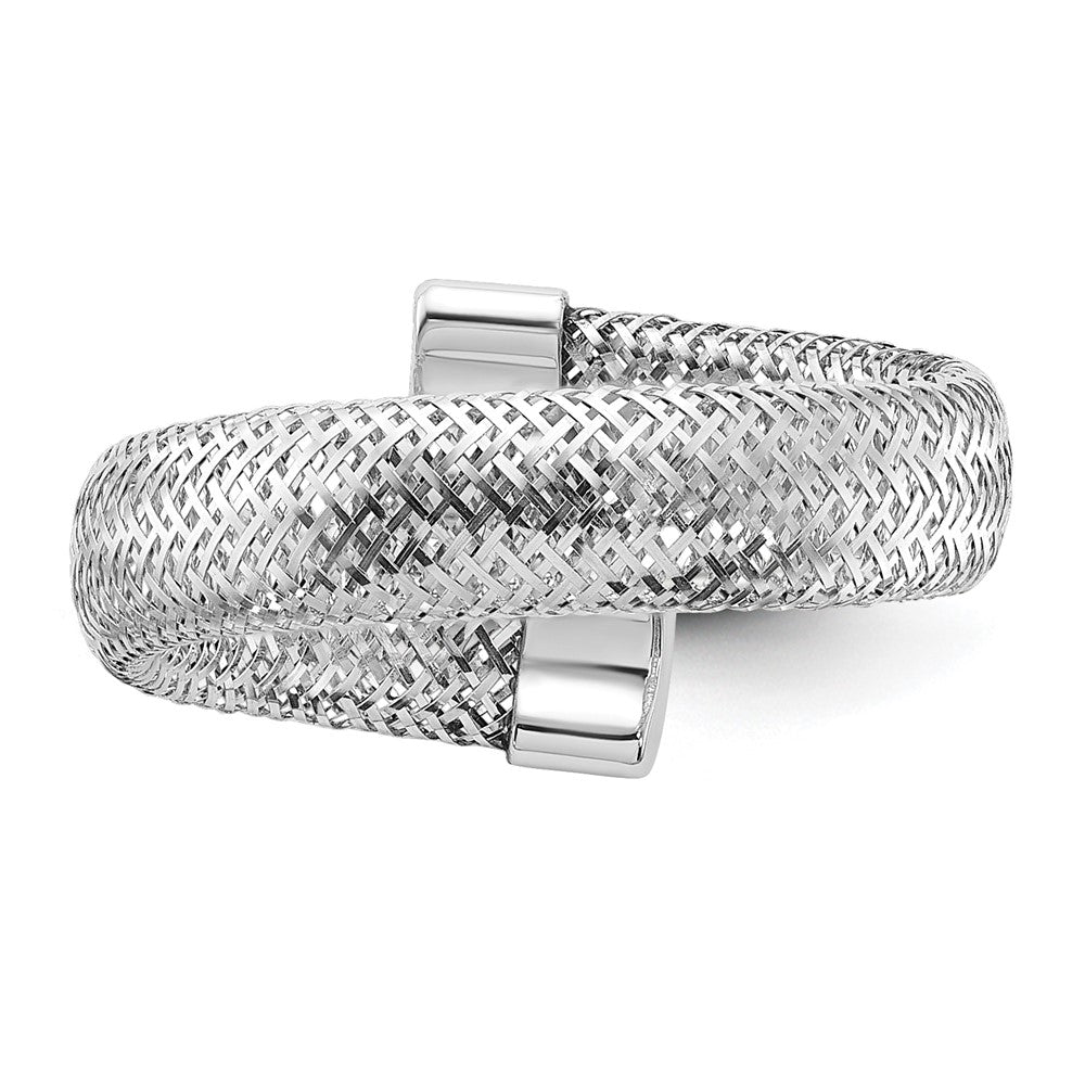14K Yellow & Rhodium Mesh Bypass Stretch Ring