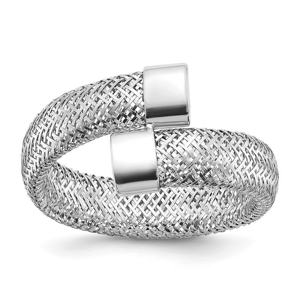 14K Yellow & Rhodium Mesh Bypass Stretch Ring
