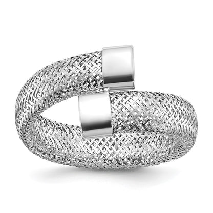 14K Yellow & Rhodium Mesh Bypass Stretch Ring