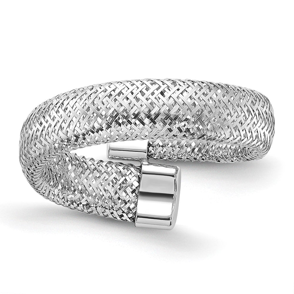 14K Yellow & Rhodium Mesh Bypass Stretch Ring