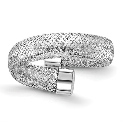 14K Yellow & Rhodium Mesh Bypass Stretch Ring