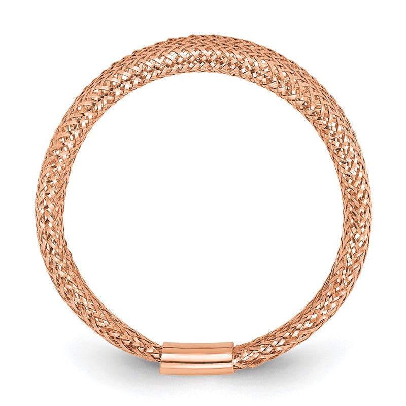 14K Yellow Gold With Rose Plating Mesh Tapered Stretch Ring
