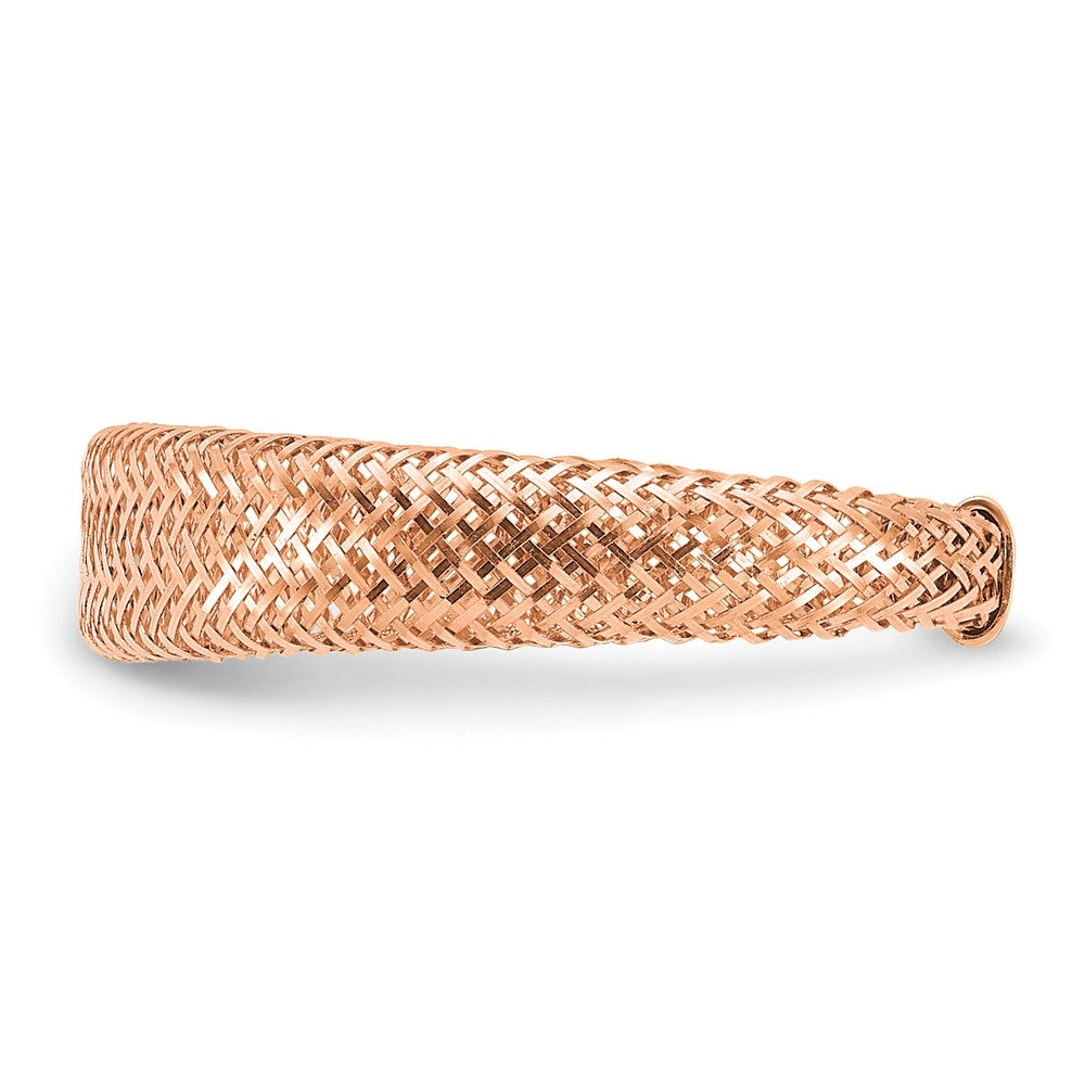 14K Yellow Gold With Rose Plating Mesh Tapered Stretch Ring