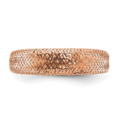 14K Yellow Gold With Rose Plating Mesh Tapered Stretch Ring