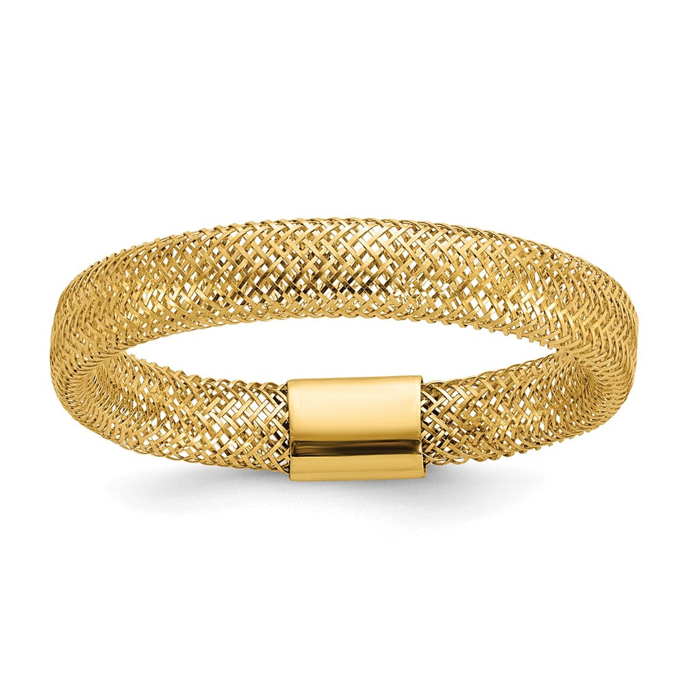 14K Yellow Gold Polished Mesh Stretch Ring