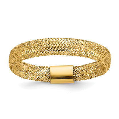 14K Yellow Gold Polished Mesh Stretch Ring