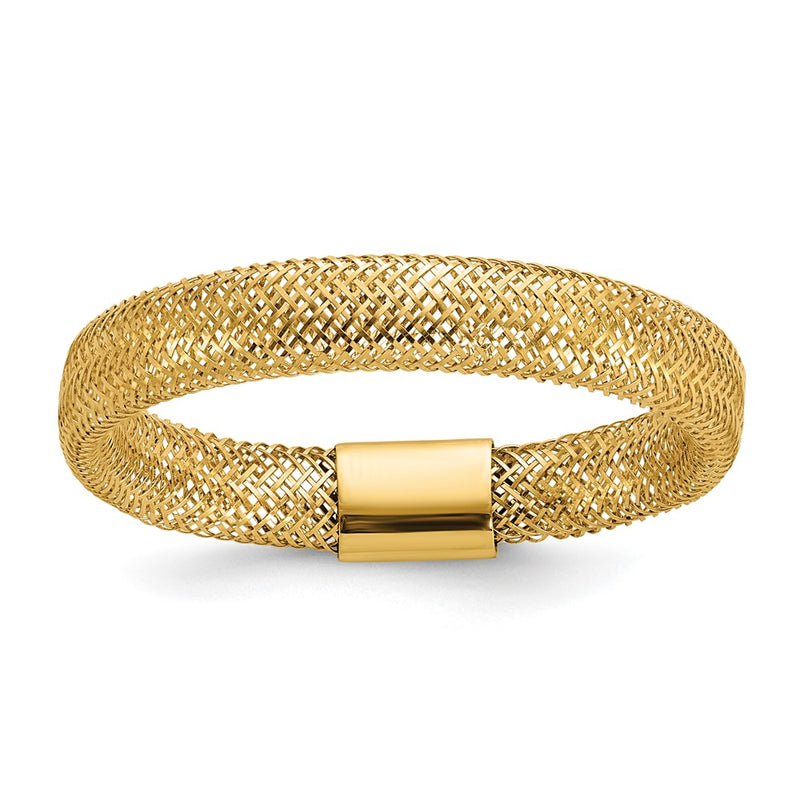 14K Yellow Gold Polished Mesh Stretch Ring