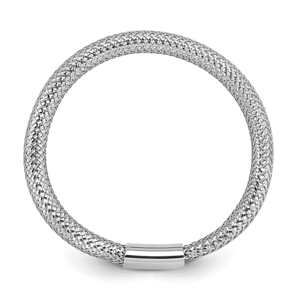 14K Yellow & Rhodium White Plating Polished Mesh Stretch Ring