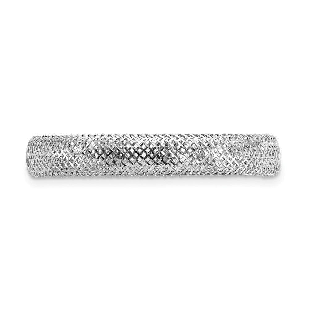 14K Yellow & Rhodium White Plating Polished Mesh Stretch Ring