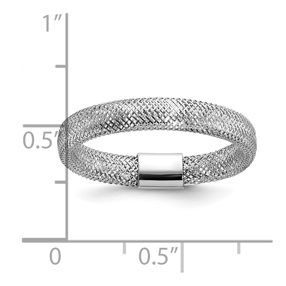 14K Yellow & Rhodium White Plating Polished Mesh Stretch Ring