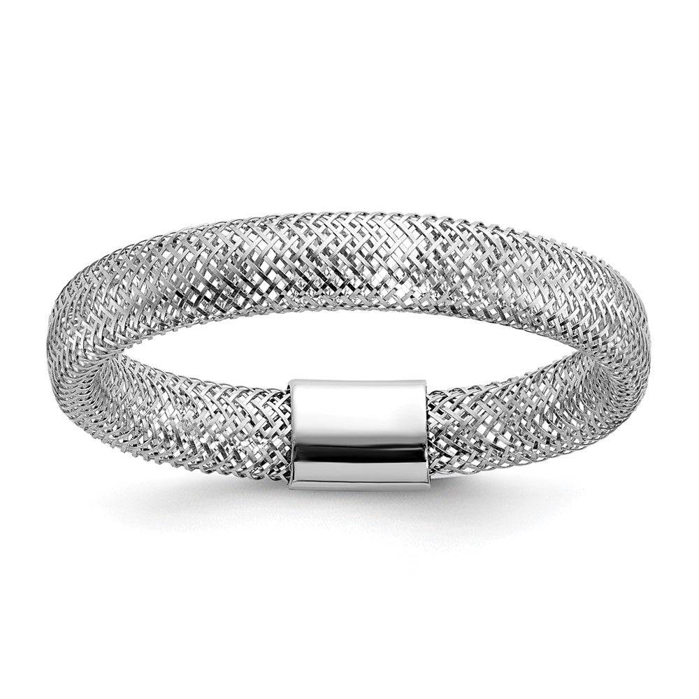 14K Yellow & Rhodium White Plating Polished Mesh Stretch Ring