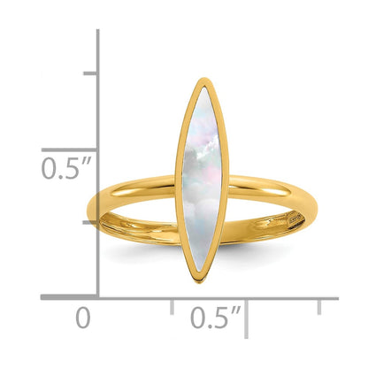 14K Yellow Gold Polished Mother Of Pearl Fancy Ring (Size 7 Only)