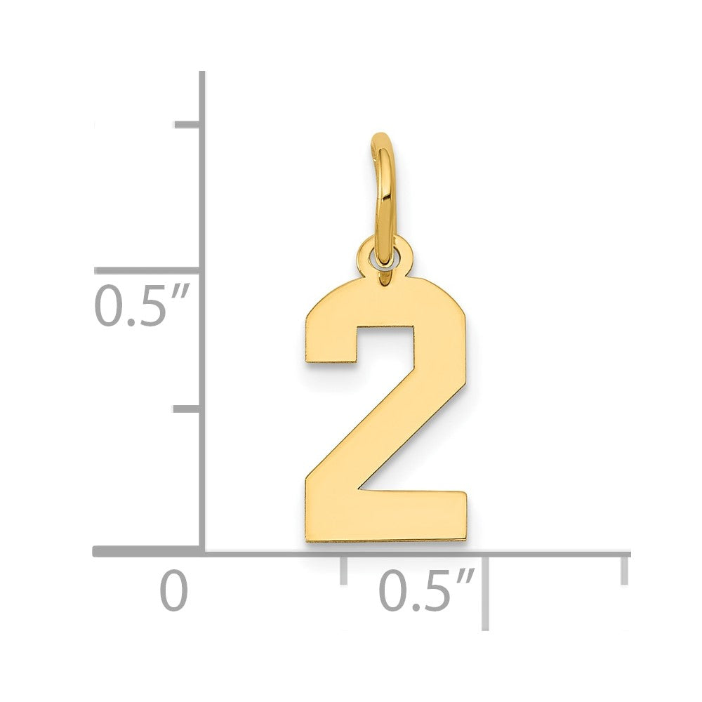 14k Yellow Gold 14k Small Polished Number 2 Charm