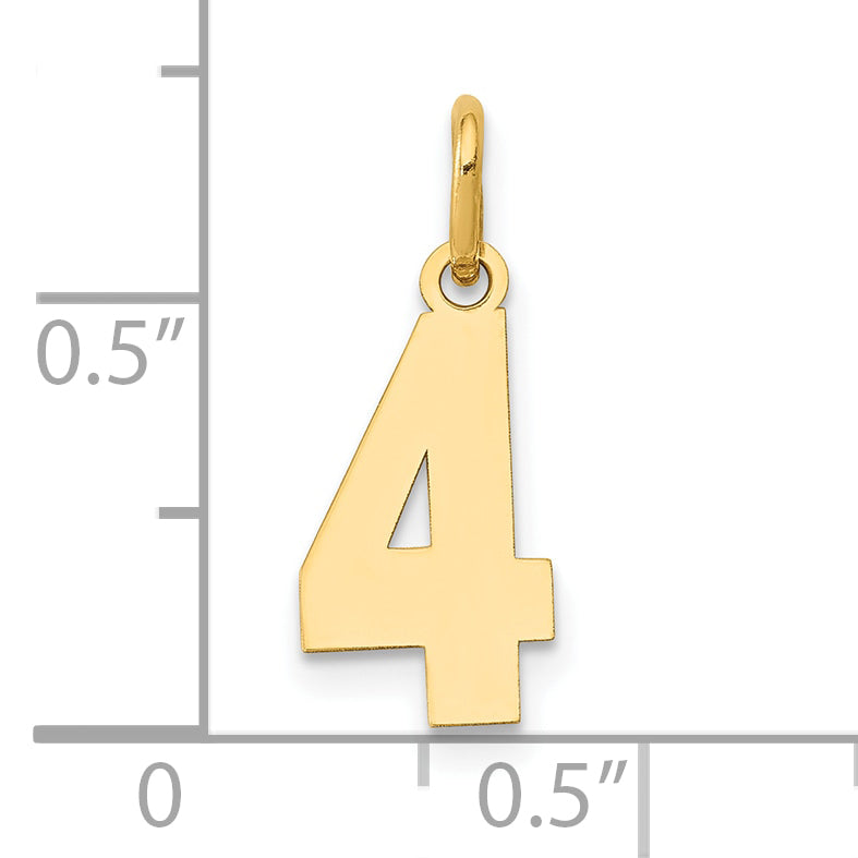 14k Yellow Gold 14k Small Polished Number 4 Charm