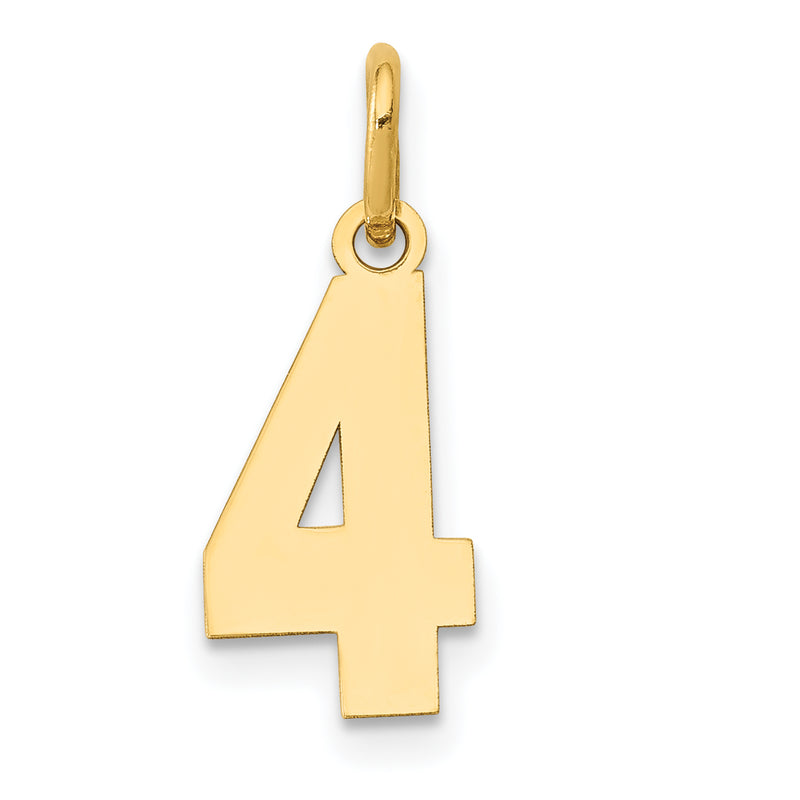 14k Yellow Gold 14k Small Polished Number 4 Charm