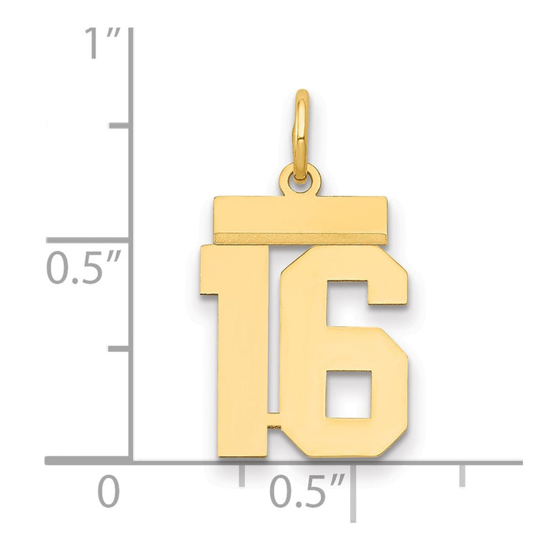 14k Yellow Gold Small Polished Number 16 Charm