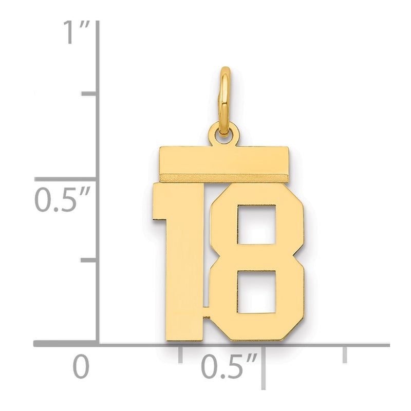 14k Yellow Gold Small Polished Number 18 Charm
