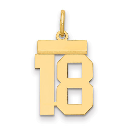 14k Yellow Gold Small Polished Number 18 Charm