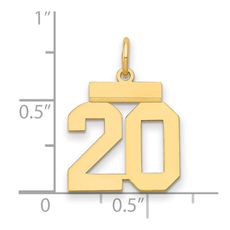 14k Yellow Gold Small Polished Number 20 Charm