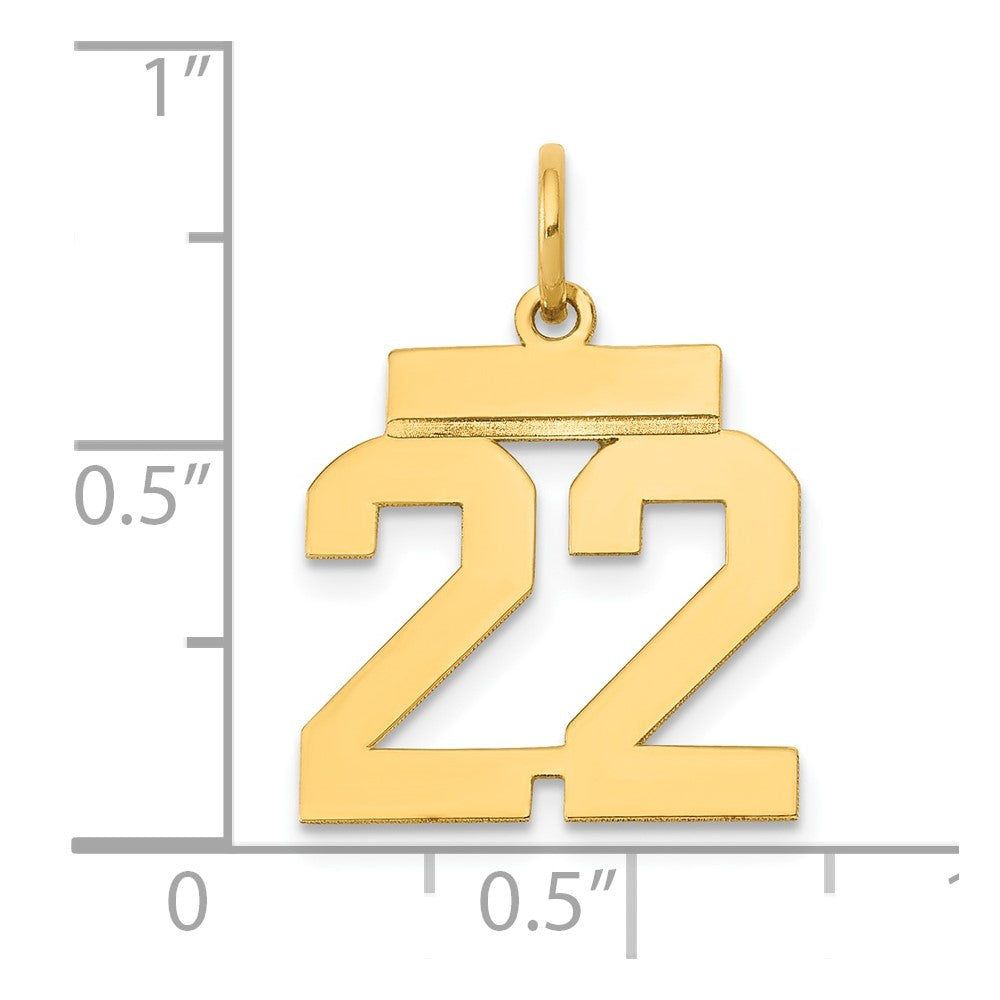 10K Yellow Gold Small Polished Number 22 Charm