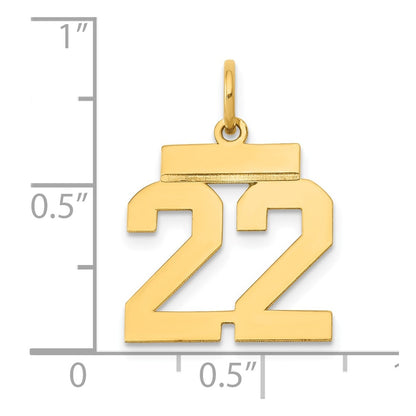 10K Yellow Gold Small Polished Number 22 Charm