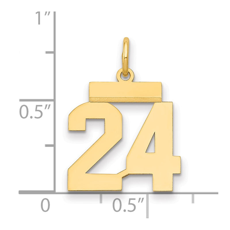 14k Yellow Gold Small Polished Number 24 Charm