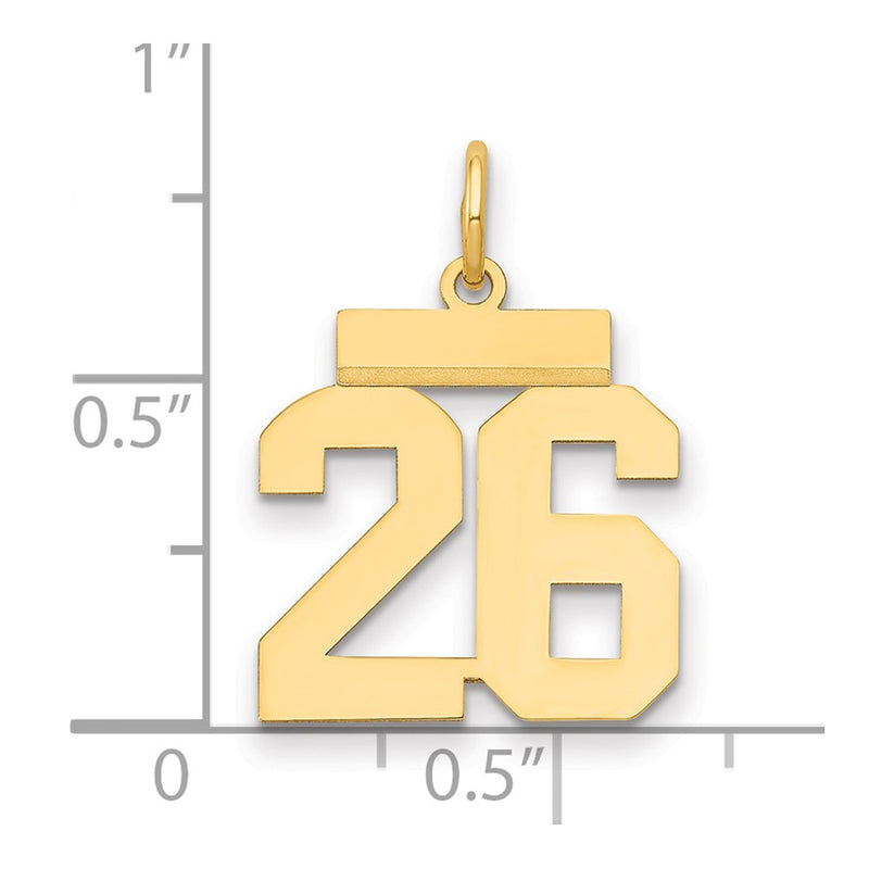 14k Yellow Gold Small Polished Number 26 Charm
