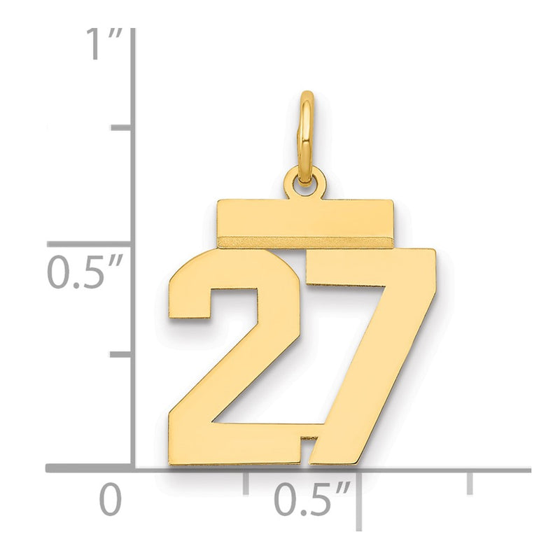 14k Yellow Gold Small Polished Number 27 Charm