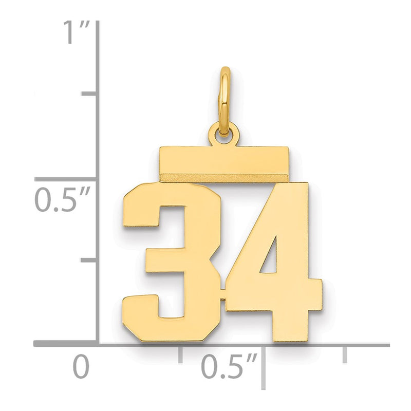 14k Yellow Gold Small Polished Number 34 Charm