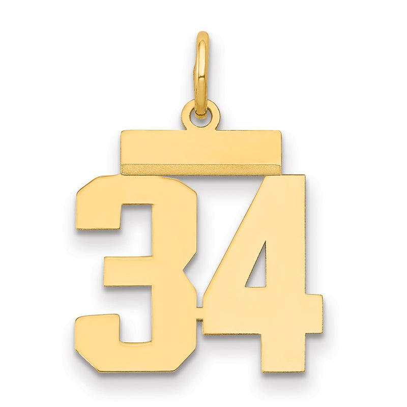 14k Yellow Gold Small Polished Number 34 Charm