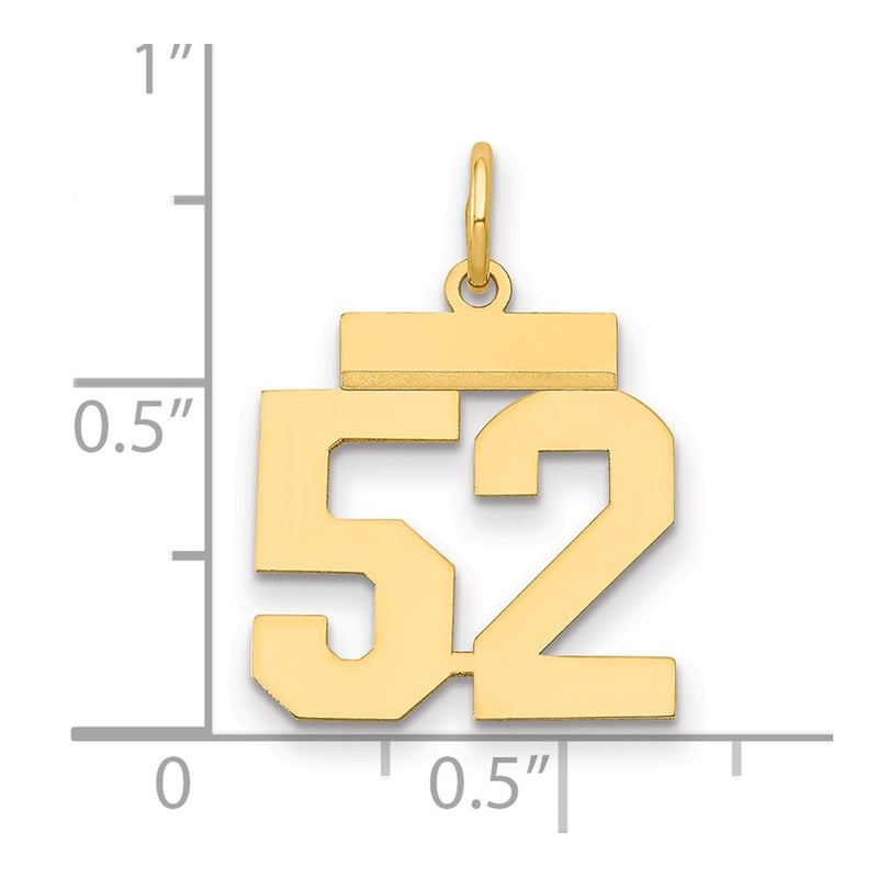 14k Yellow Gold Small Polished Number 52 Charm
