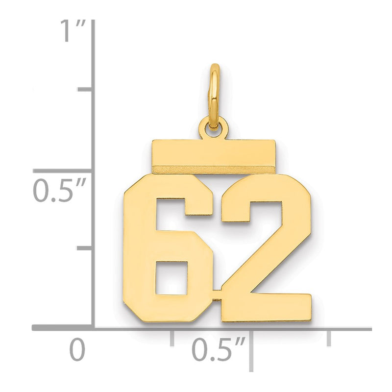 14k Yellow Gold Small Polished Number 62 Charm