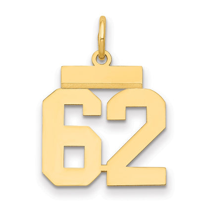 14k Yellow Gold Small Polished Number 62 Charm