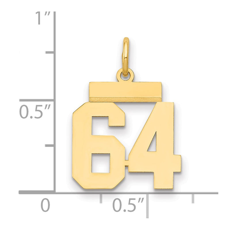 14k Yellow Gold Small Polished Number 64 Charm