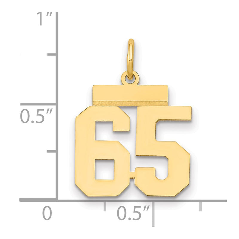 14k Yellow Gold Small Polished Number 65 Charm
