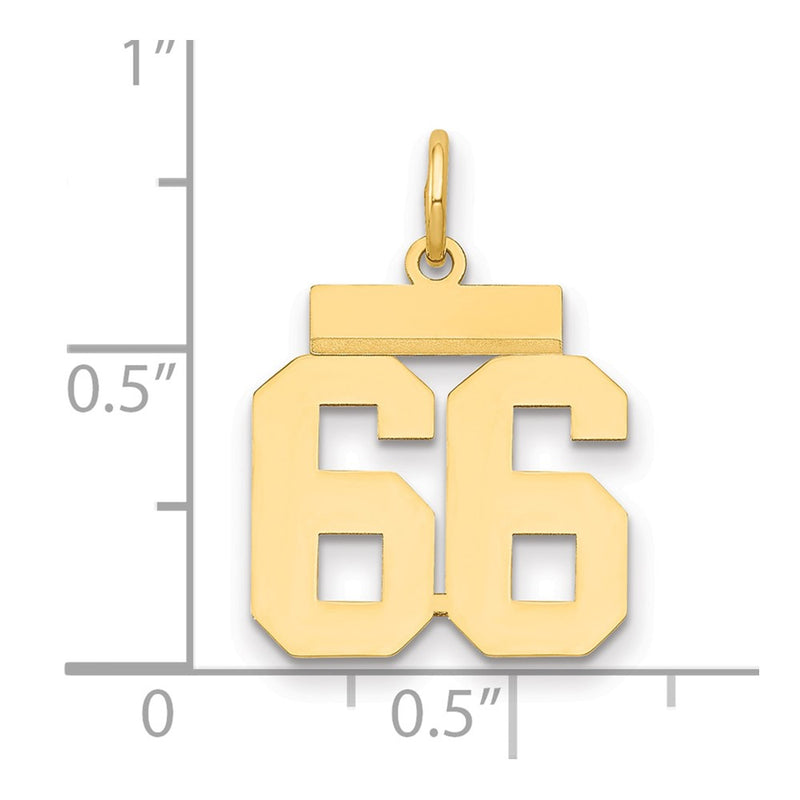 14k Yellow Gold Small Polished Number 66 Charm