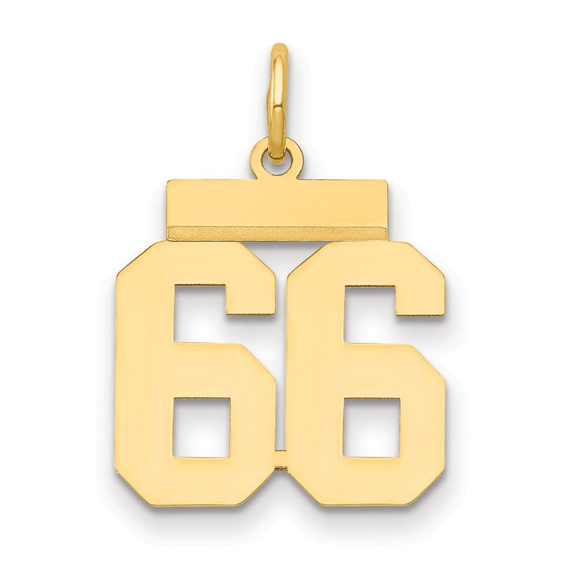 14k Yellow Gold Small Polished Number 66 Charm