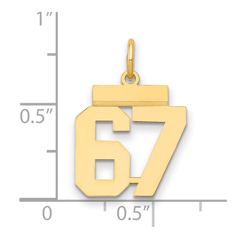 14k Yellow Gold Small Polished Number 67 Charm