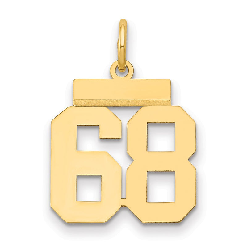 14k Yellow Gold Small Polished Number 68 Charm