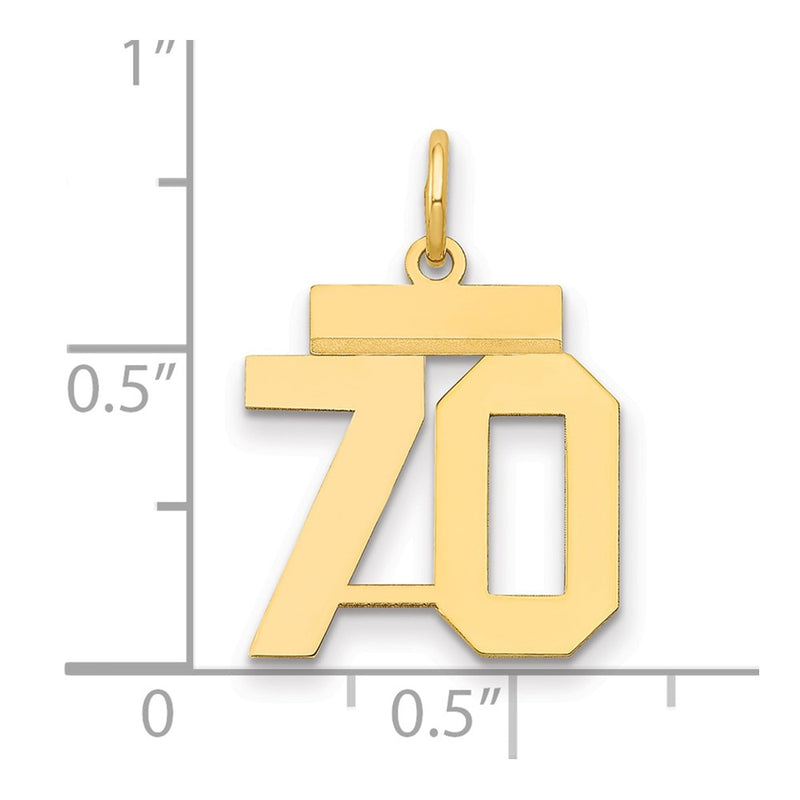 14k Yellow Gold Small Polished Number 70 Charm