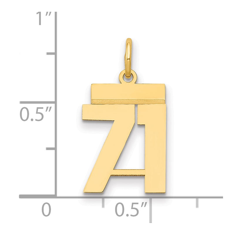 14K Yellow Gold Small Polished Number 71 Charm