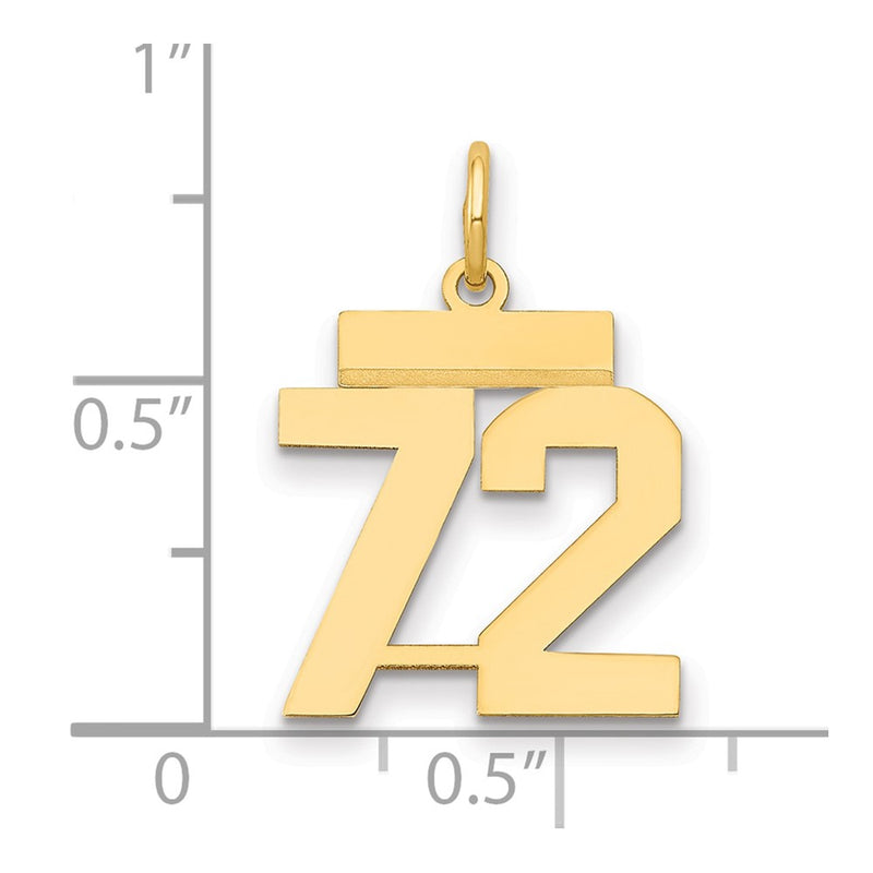 14k Yellow Gold Small Polished Number 72 Charm