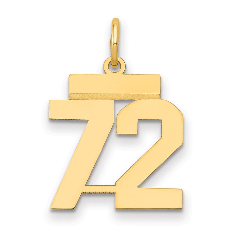 14k Yellow Gold Small Polished Number 72 Charm