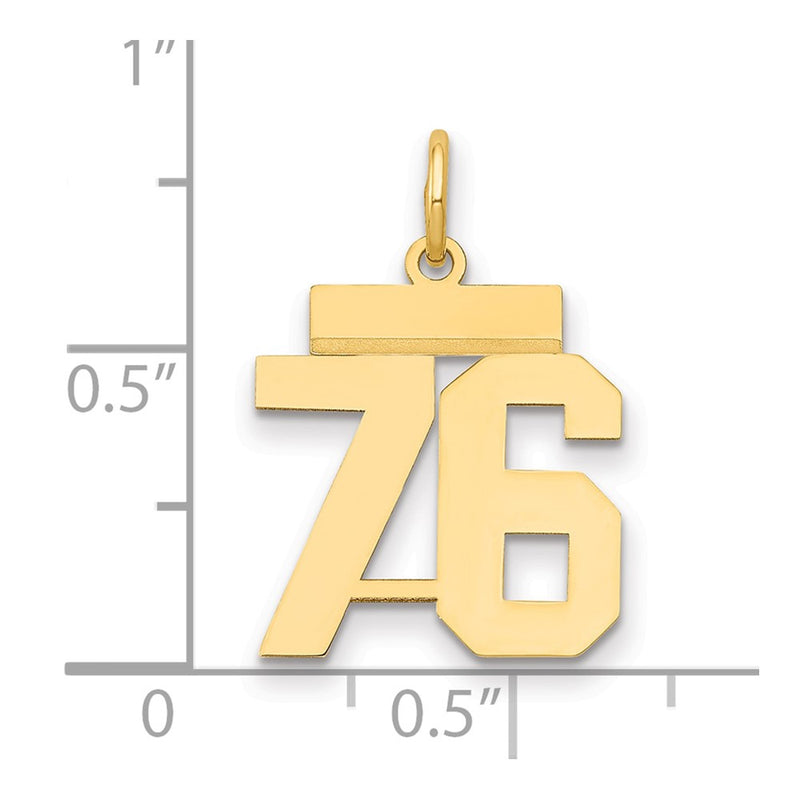 14k Yellow Gold Small Polished Number 76 Charm