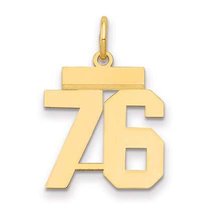 14k Yellow Gold Small Polished Number 76 Charm